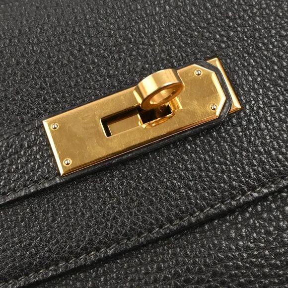 Hermes Kelly Handbag Black Togo With Gold Hardware Black Leather Handbag - Picture 8 of 10